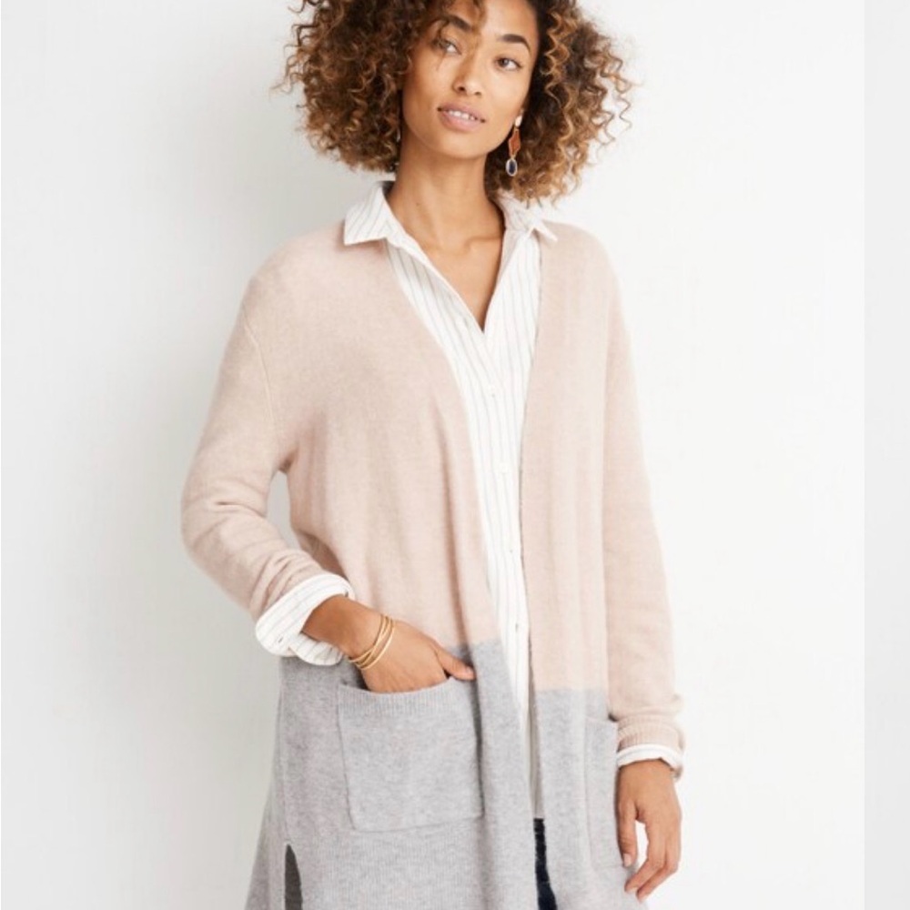 Madewell Kent Color Block Open Front Cardigan